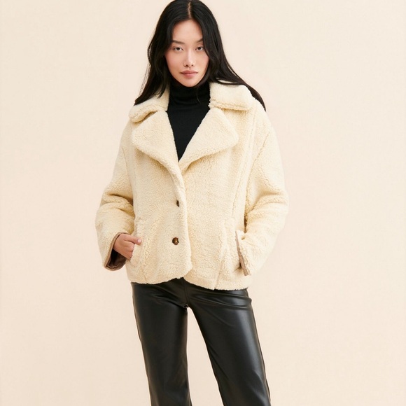 Free People Joplin Sherpa Cream Women's Jacket Size Small - Picture 1 of 9